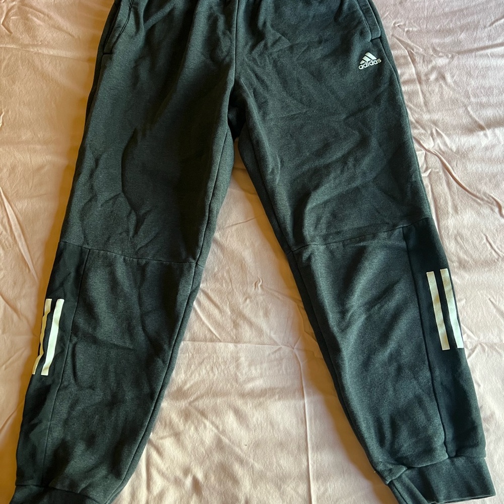 Adidas Charcoal Joggers with White Stripes